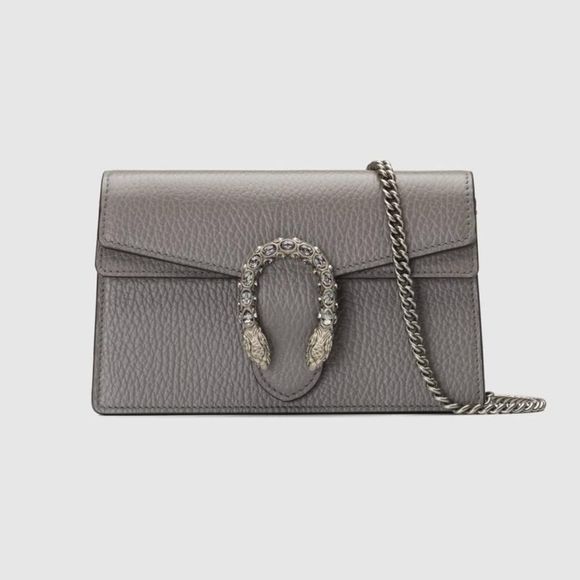 Gucci Shoulder Bag Dusty Gray Silver Crystal Leather - Picture 1 of 6